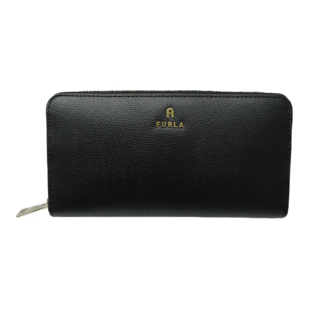 【箱・布袋つき】FURLA フルラ　ラウンドファスナー長財布　ブラック　黒　ゴールド金具　かわいい　おしゃれ　レディース　ギフト　ラッピング　贈り物　プレゼント包装可　【中古】新居浜店｜かんてい局松前Ｒ５６号店