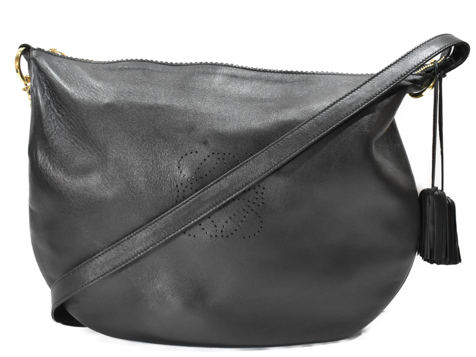 LOEWE ロエベ アナグラムパンチング2WAYショルダーバッグ ブラック 黒 レザー 斜め掛け レディース ウィメンズ シンプル ギフト プレゼント包装可【中古】松山久万ノ台店|かんてい局松前R56号店