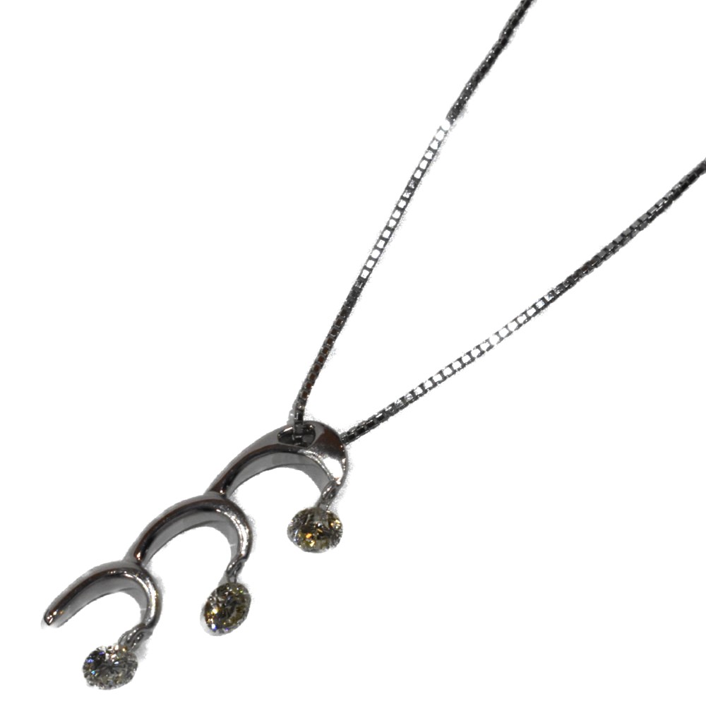 【新品仕上げ済】K18WG スリーストーンダイヤネックレス ホワイトゴールド 約3.4g 約42cm 石不明 ネックレス アクセサリー ジュエリー レディース ウィメンズ シンプル ギフト プレゼント包装可【中古】松山久万ノ台店|かんてい局松前R56号店