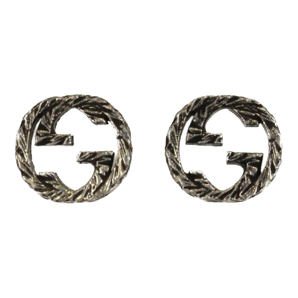 【箱・布袋付】GUCCI グッチ インターロッキング スタッズピアス 457109 925 シルバー メンズ レディース ブランド アクセサリー ジュエリー シンプル 小物 定番 GG ロゴ【中古】松前R56号店|かんてい局松前R56号店