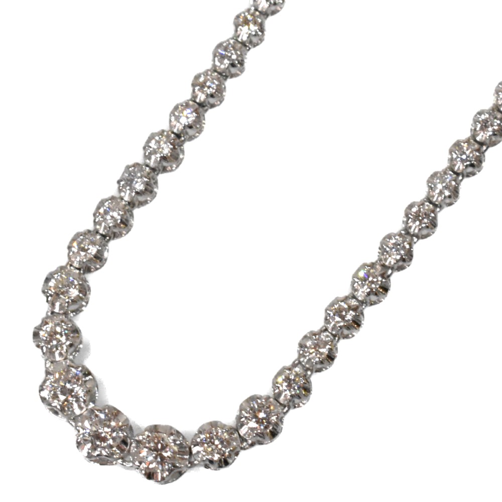 テニスネックレス　K18WG　ホワイトゴールド　19ｇ　43ｃｍ　Ｄ３．０ｃｔ　アクセサリー　セレクトジュエリー　レディース　メンズ　ユニセックス　シンプル　ギフト　プレゼント包装可　【中古】　松山久万ノ台店