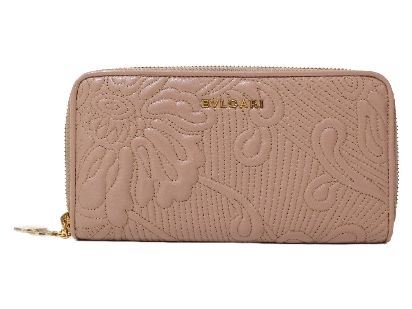 【箱あり】BVLGARI ブル小峡谷 ミディアムジップウォレット 35633 長紙入れ ロングウォレット フローラル サクラ色 レディース 差し上げ物 差し上げ物荷拵え可【中古】松前R56号店