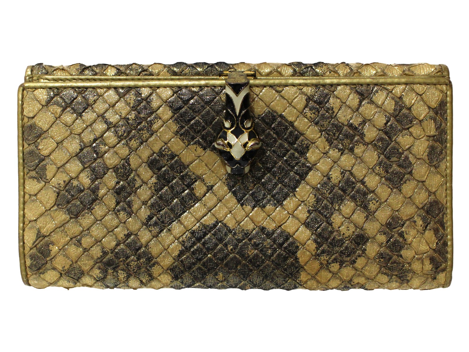 【箱・布袋あり】GUCCI グッチ 虎上端Wホックウォレット 290745 長紙入れ ロングウォレット 二つ折り紙入れ ゴールド×黒いこと パイソン レディース メンズ ユニ一発やる 一般受け 差し上げ物 差し上げ物荷作り可【中古】松前R56号店