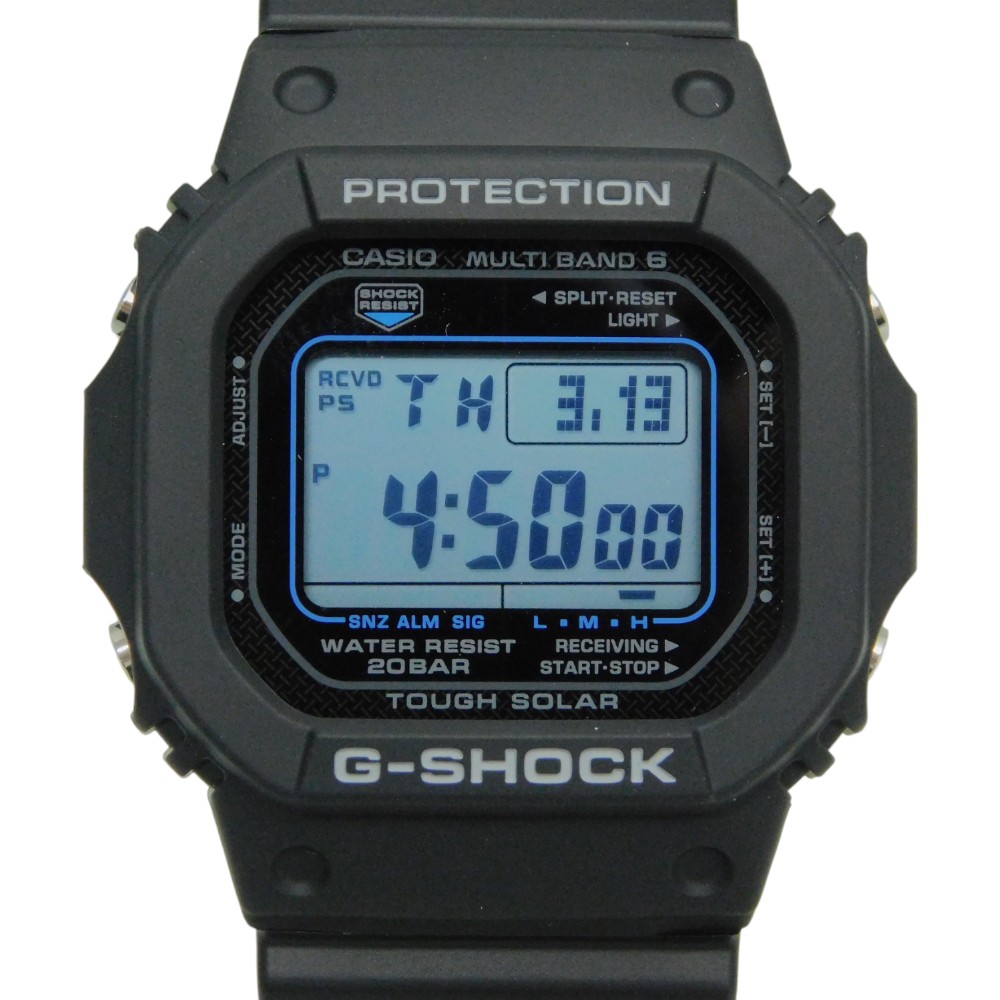 CASIO　カシオ　G-SHOCK　GW-M5610U-1CJF　ソーラー電波　20気圧防水　樹脂バンド　ブラック×ブルー　黒　青　カジュアル　シンプル　スクエア　人気　メンズ　腕時計　ウォッチ　プレゼント包装　ギフト【中古】新居浜店