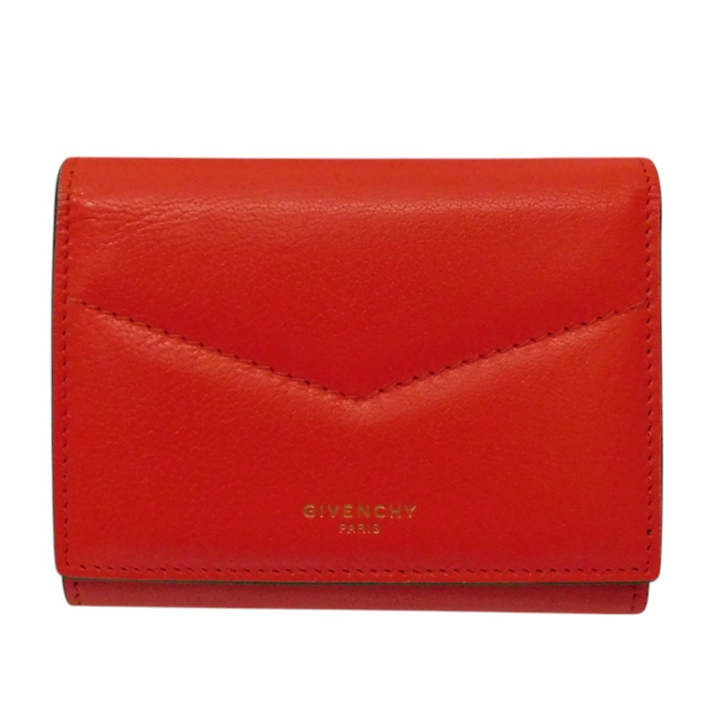 【箱･布袋あり】GIVENCHY ジバンシィ なめし革3つ折り紙入れ BB6058B0CC 623 赤いこと×サクラ色 バイ色つや ゴールド金具 コンパクトウォレット レディース 差し上げ物荷拵え 差し上げ物【中古】新居浜店