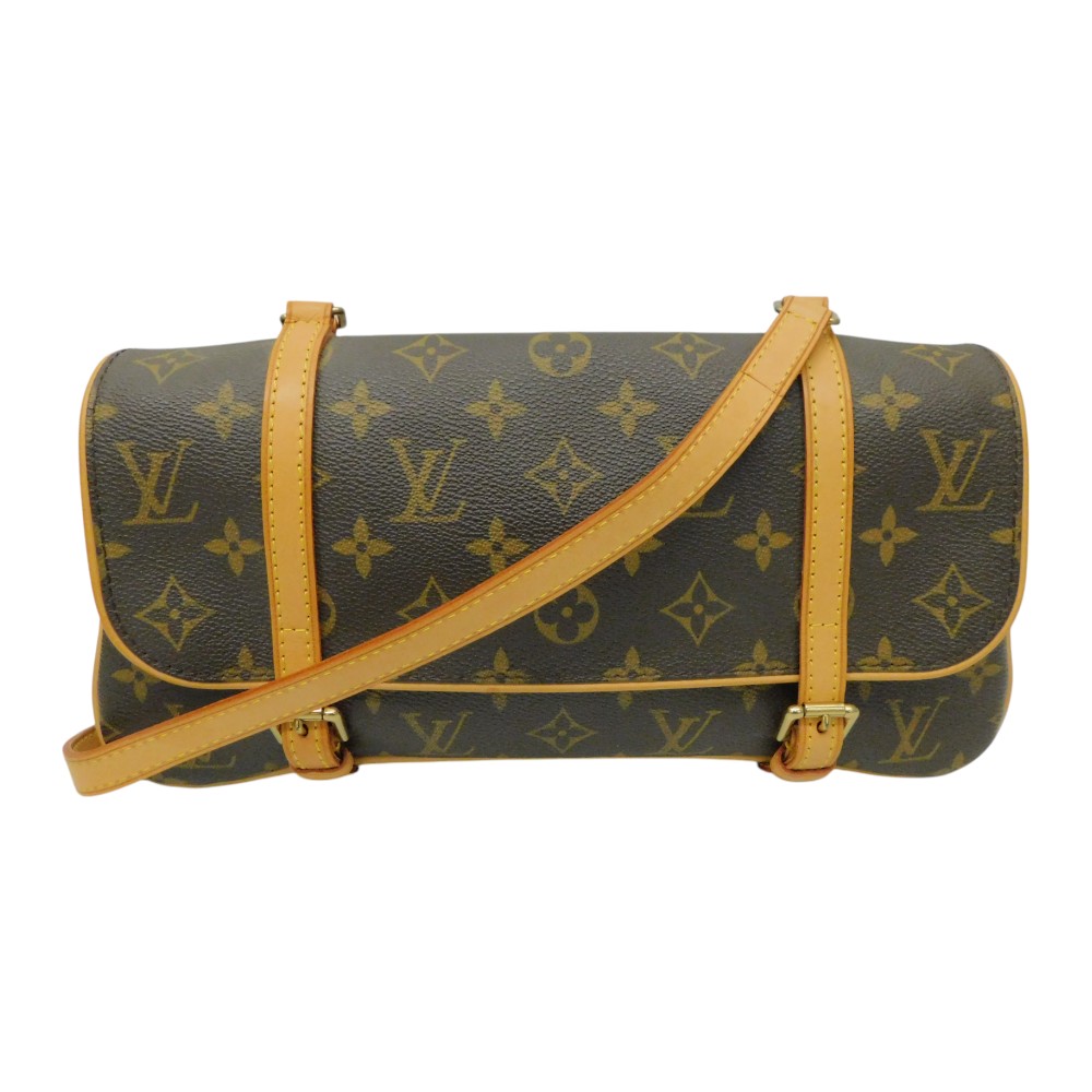 【廃番】LOUIS VUITTON　ルイ・ヴィトン　マレル　M51157　モノグラムキャンバス　ショルダーバッグ　ブラウン系　ダブルバックル開閉式　薄型　レディース　ギフト　プレゼント包装可【中古】新居浜店