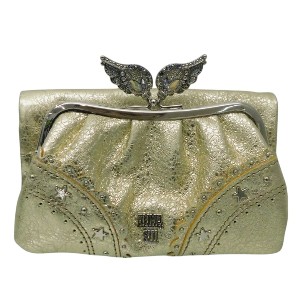 【箱あり】ANNA SUI　アナスイ　2つ折りがま口財布　316521-69　ゴールド　シルバー金具　　スター　スタッズ　ウォレット　レディース　プレゼント包装　ギフト【中古】新居浜店 15,696円