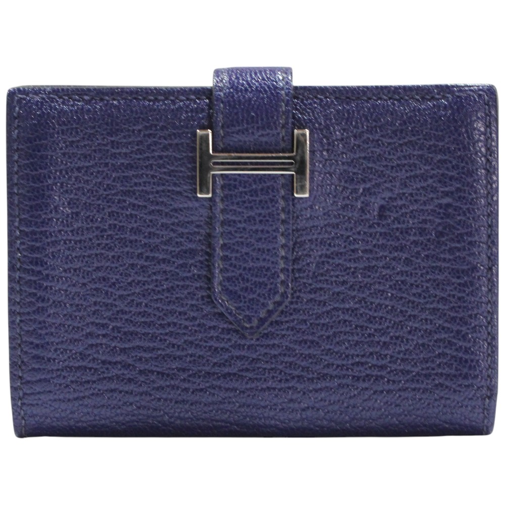 HERMES エルメス ベアンカードケース D目じるし 2019年生み出すこと 名刺入れ 青碧 青碧 紺色 しろがね色金具 なめし革 商行為 背広 小物 分かりやすい 心地よい メンズ 差し上げ物荷造り 差し上げ物【中古】松山久万ノ台店
