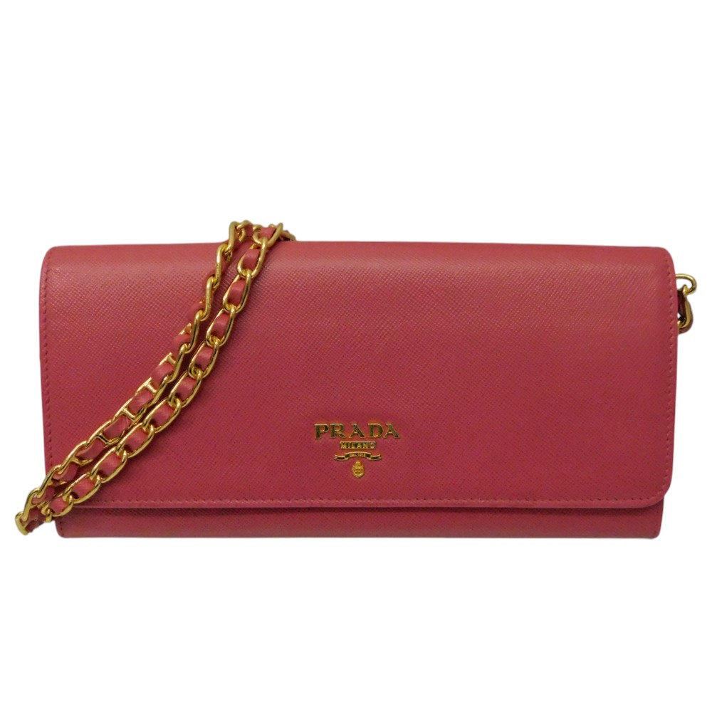 正規品　プラダピンクベージュチェーンウォレット 楽天市場】【財布】PRADA プラダ チェーンウォレット チェーン