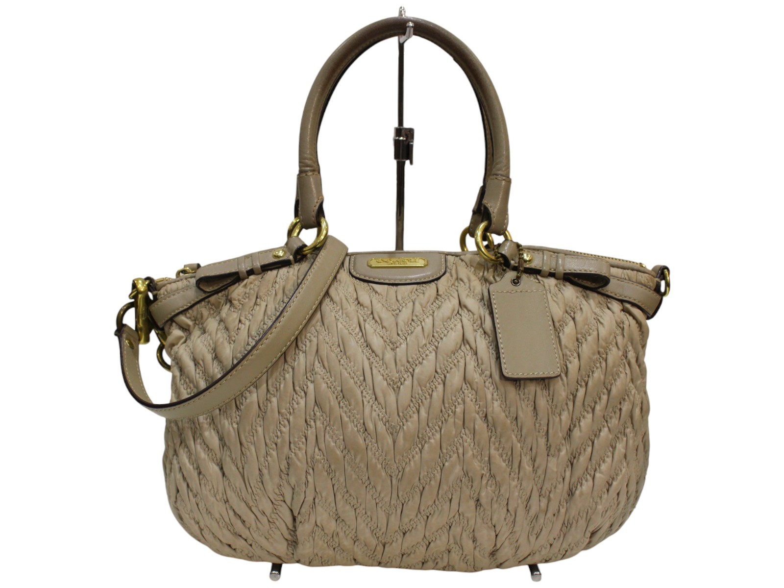 【美品】COACH コーチ　マディソン ギャザード　2way レザー　ベージュ 楽天市場】【バッグ】COACH コーチ マディソン ギャザード