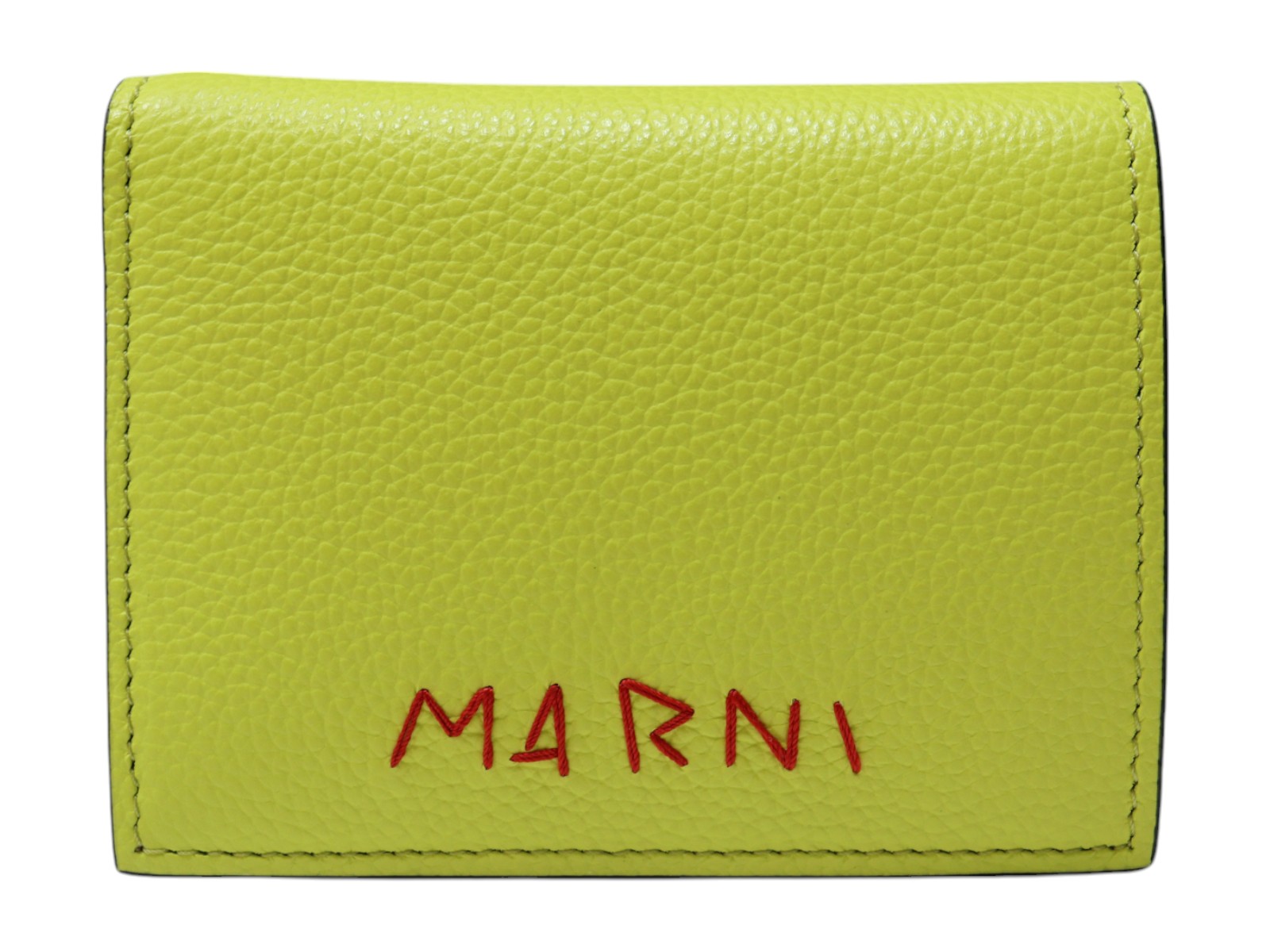【箱・布袋あり】MARNI マルニ 二つ折り紙入れ 折りたたみ紙入れ ウォレット 御釣り入れ PFMOQ14Q08 P6533 菩提樹 黄色 黒いこと なめし革 レディース 差し上げ物 差し上げ物荷拵え 差し上げ物【中古】松山朝生田店