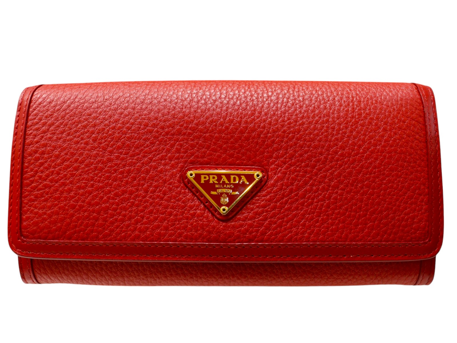 PRADA プラダ 通り手形入れもの付き添い人長紙入れ  1MH132 2B16 F0011 なめし革 赤いこと ロングウォレット 長紙入れ レディース 差し上げ物荷拵え 差し上げ物【中古】松山朝生田店
