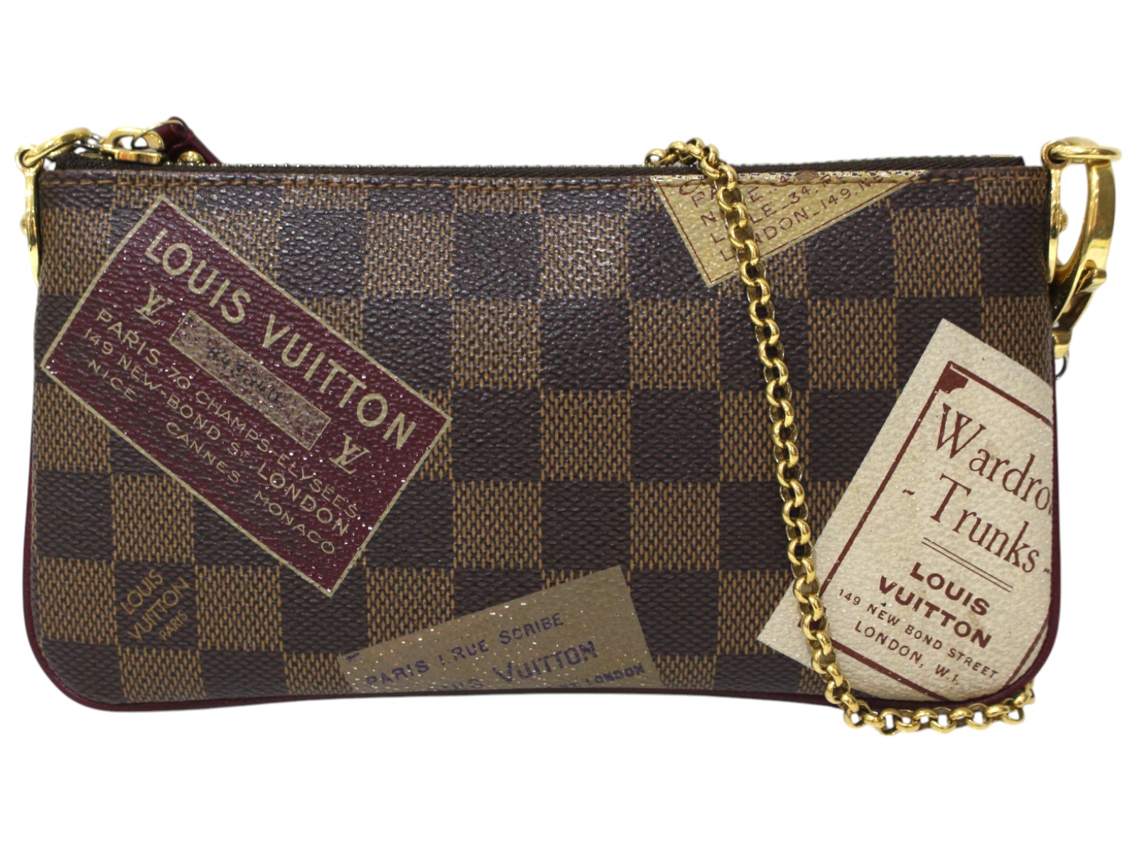 LOUIS VUITTON ルイ・ヴィトン ポシェット・ミラMM ダミエラベルコレクション N63080 赤銅色 小容れもの 添え物合財袋 チェーン店 廃盤 レディース 定番 差し上げ物 差し上げ物荷作り可【中古】松前R56号店