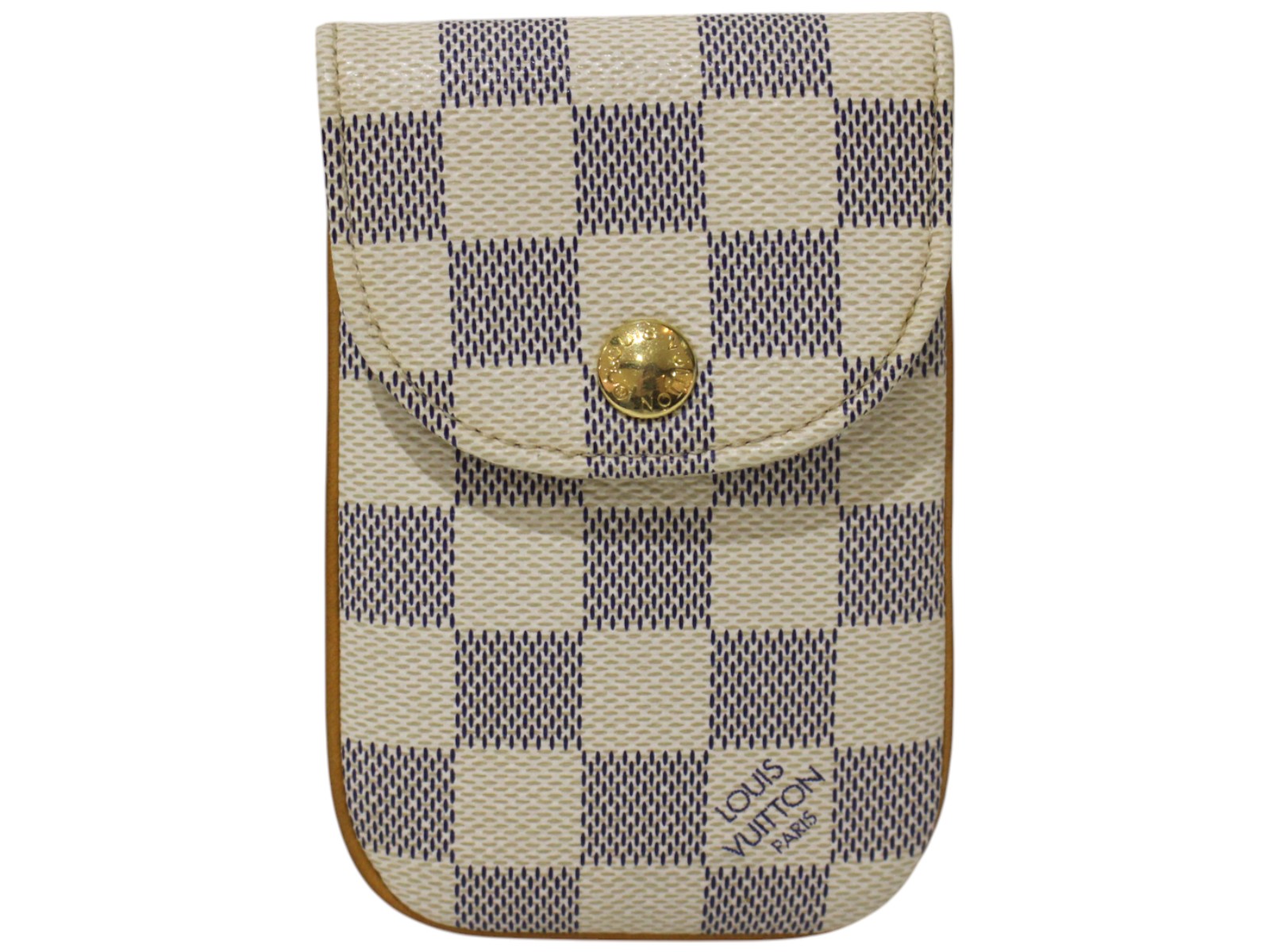 【箱・布袋付】LOUIS VUITTON　ルイ・ヴィトン　エテュイ・テレフォンヌ　ダミエアズール　N60026　ホワイト　携帯ケース　小物入れ　ポーチ　チェーン　レディース　メンズ　ユニセックス　ギフト　プレゼント包装可【中古】松前R56号店