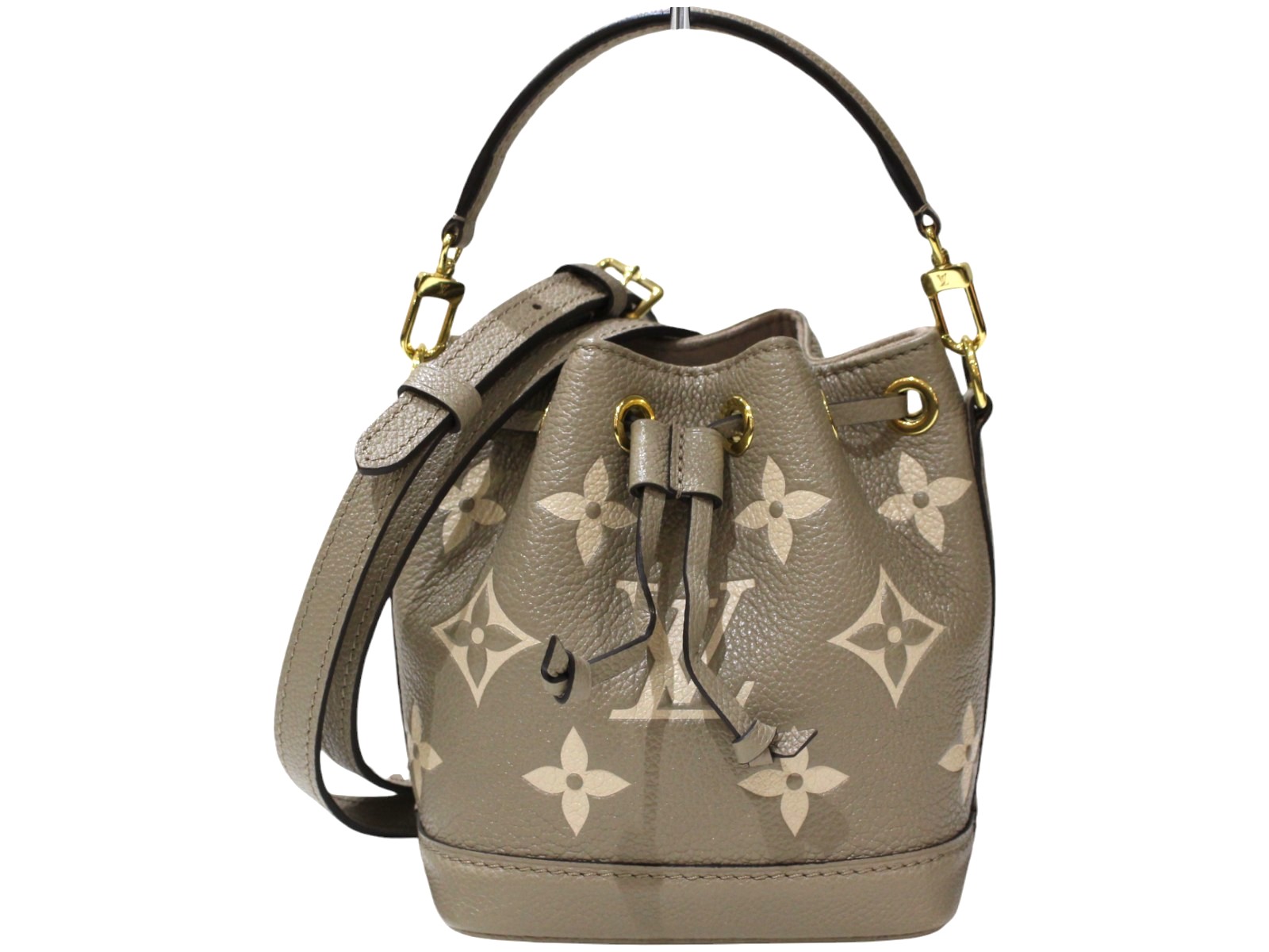 LOUIS VUITTON ルイ・ヴィトン ナノ･ノエ M46291 モノグラム･アンプラント レザー バイカラーモノグラム グレージュ系 IC 巾着 ミニハンドバッグ ショルダー レディース メンズ ウィメンズ 定番 人気 ギフト プレゼント包装可【中古】松前R56号店