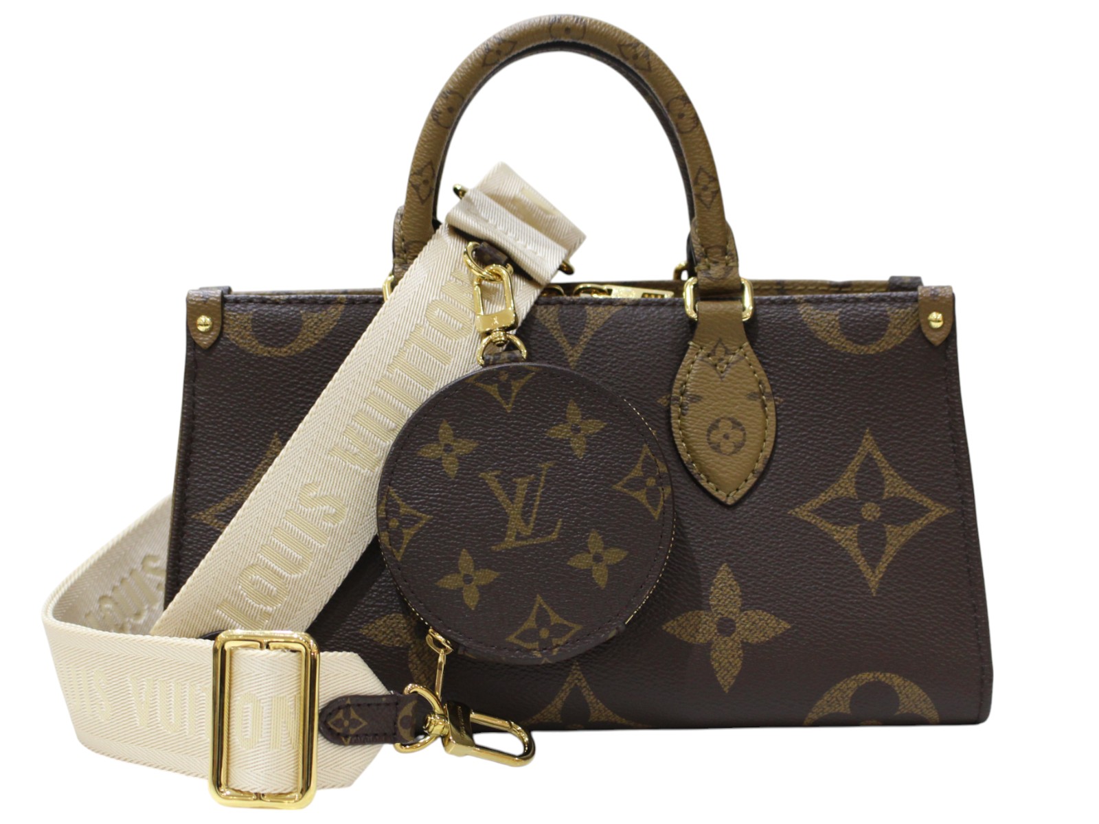 【箱あり】LOUIS VUITTON　ルイ・ヴィトン　オンザゴー EW　M46653　モノグラムジャイアント　モノグラムリバース　ブラウン系　IC　ミニハンドバッグ　ショルダー　斜め掛け　レディース　メンズ　ウィメンズ　定番　人気　ギフト　プレゼント包装可【中古】松前R56号店