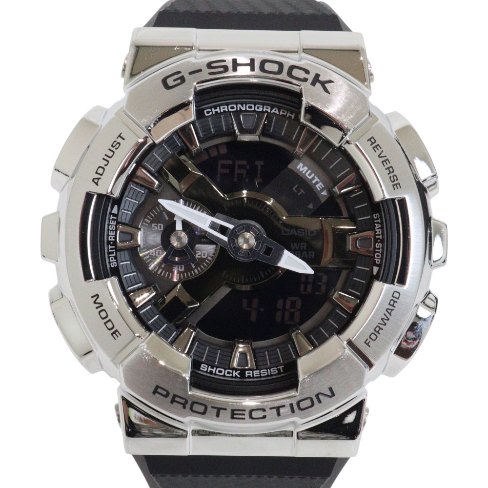 CASIO　カシオ　G-SHOCK　110シリーズ　GM-110-1AJF　クオーツ　アナログ　デジタル　SS　ラバー　ブラック　メンズ　腕時計　ウォッチ　プレゼント包装　ギフト【中古】松前R56号店