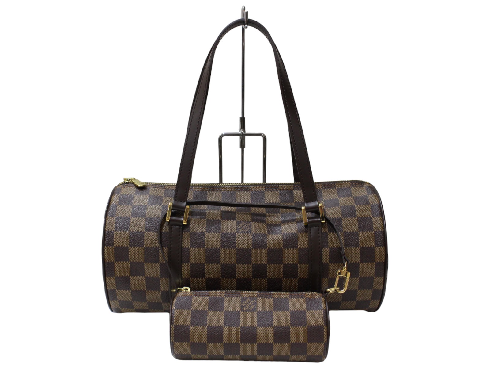 【ポーチあり】LOUIS VUITTON ルイ・ヴィトン パピヨン N51303 ハンドバッグ ブラウン系 ダミエ・エベヌ ゴールド金具 レディース ウィメンズ 定番 LV 人気 シンプル ギフト プレゼント包装可【中古】松前R56号店