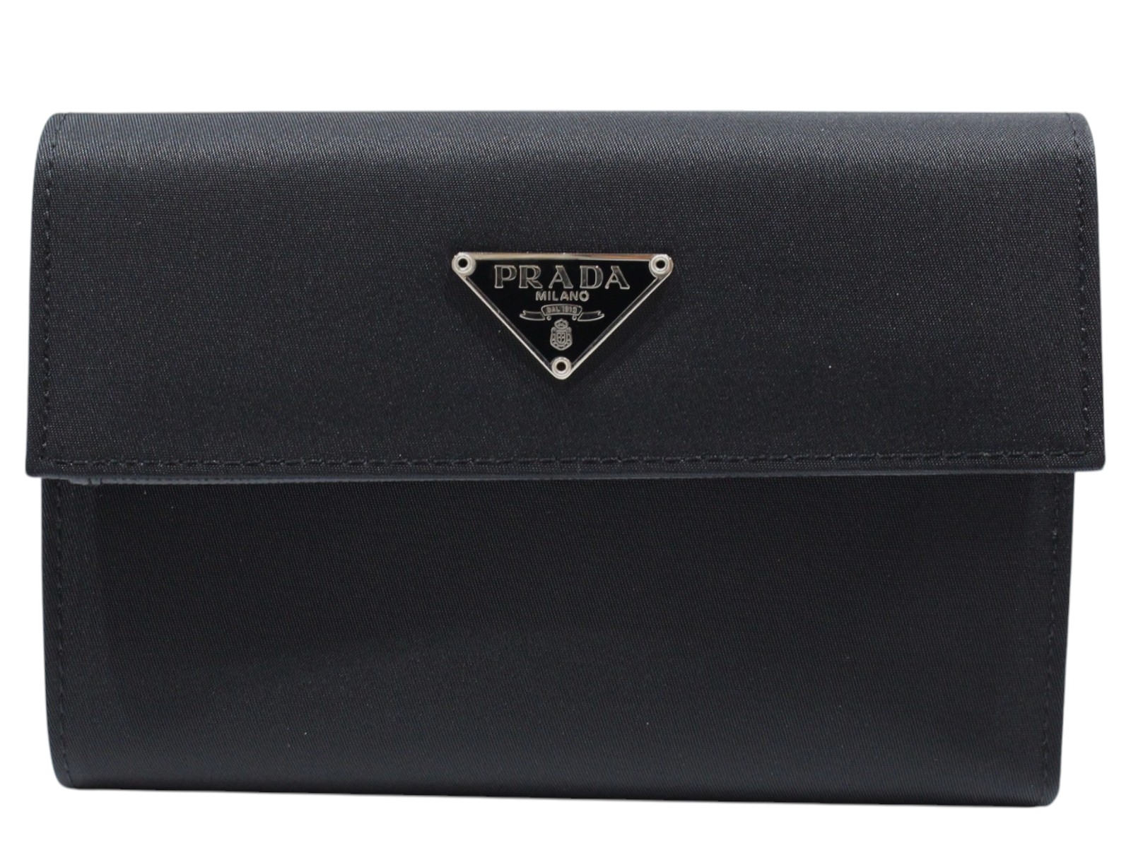 楽天市場】美品 プラダ PRADA Wホック 二つ折り財布 M507 黒