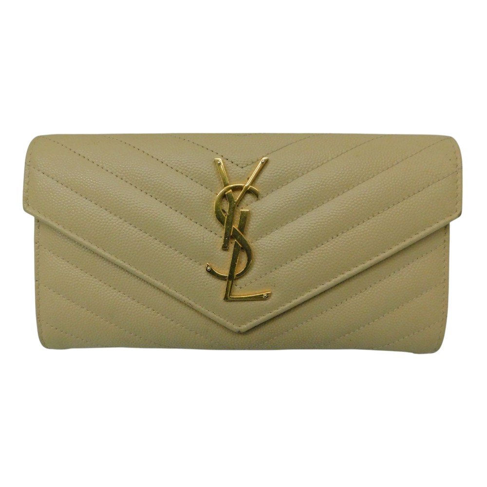 YVES SAINT LAURENT イブサンローラン サンローラン 372264 モノグラムラージフラップウォレット 長紙入れニ折御釣り入付き添い人 なめし革 ゴールド金具 レディース 差し上げ物荷作り 差し上げ物【中古】新居浜店