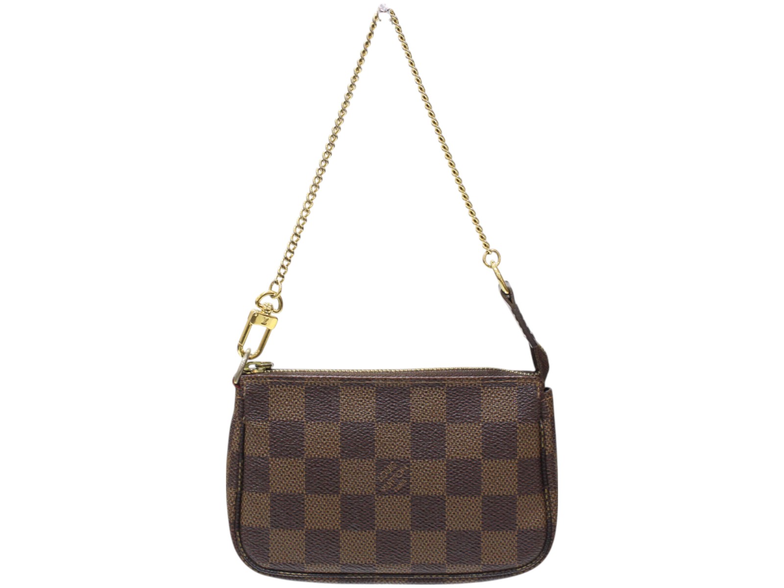 LOUIS VUITTON　ルイ・ヴィトン　ミニ･ポシェット･アクセソワール　N58009　ダミエ・エベヌ　ブラウン　ゴールド金具　ハンドバッグ　ミニバッグ　小物　ウィメンズ　レディース　定番　人気　ギフト　プレゼント包装可【中古】松前R56号店