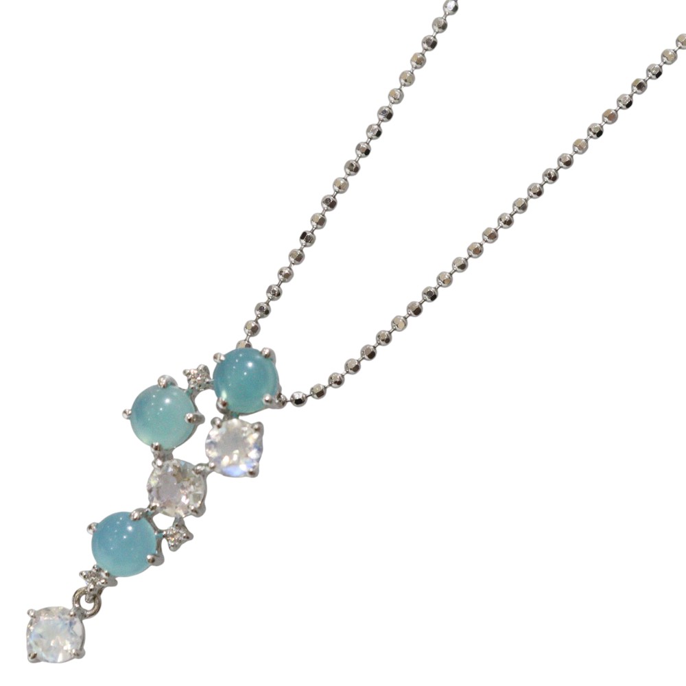 【箱あり】TASAKI　タサキ　カラーストーン付きネックレス　K18WG　ホワイトゴールド　0.03ct　4.50g　約40cm　ジュエリー　アクセサリー　ペンダント　シンプル　レディース　ウィメンズ　ユニセックス　定番　人気　ギフト　プレゼント包装可【中古】松前R56号店 66,440円