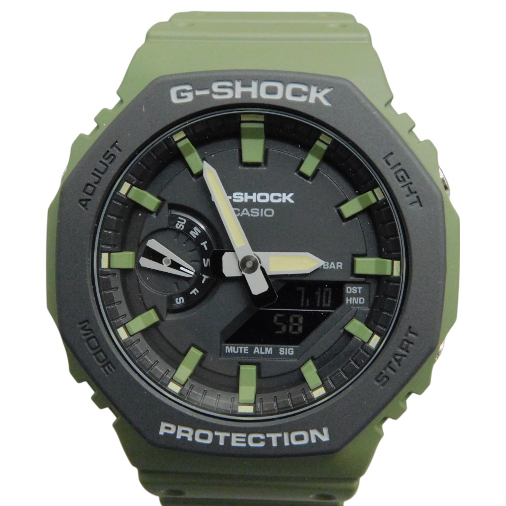 CASIO カシオ G-SHOCK GA-2110SU-3AJF クオーツ 20気圧防水 カーボン 樹脂 グリーン カーキ ブラック 緑 黒 マットカラー アナログデジタル カジュアル 軽量 メンズ 腕時計 ウォッチ プレゼント包装 ギフト【中古】新居浜店