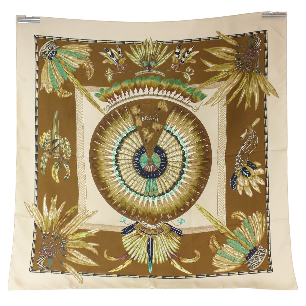 美品◎HERMES カレ90 Caraibes カリブ鳥 大判スカーフ ブルー HERMES エルメス スカーフ カレ 90 大判スカーフ Caraibes