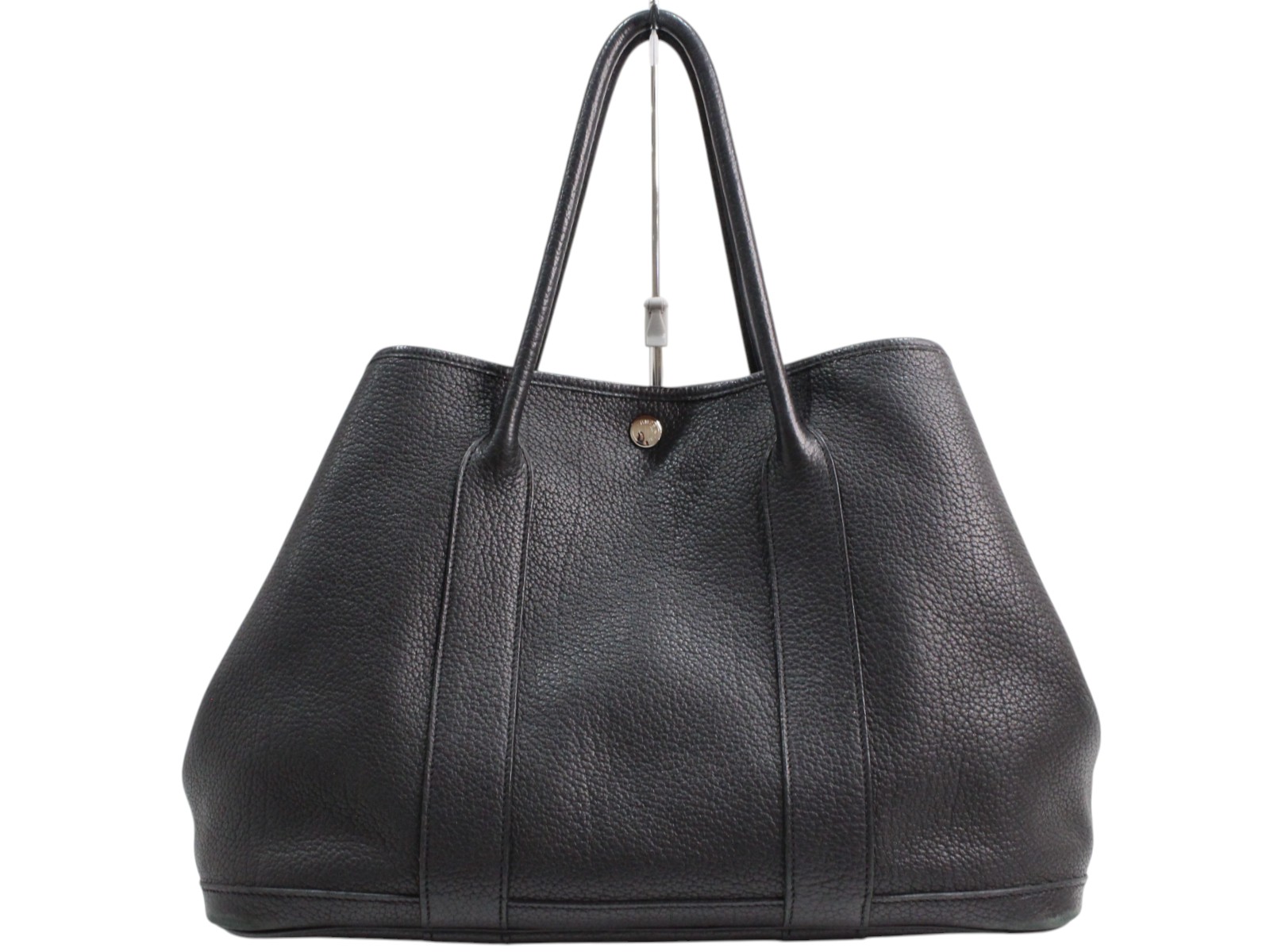 【布袋あり】HERMES　エルメス　ガーデンパーティPM　□N刻印　2010年製造　トートバッグ　ハンドバッグ　ブラック　黒　レザー　ウィメンズ　レディース　シンプル　ギフト　プレゼント包装可【中古】松山久万ノ台店