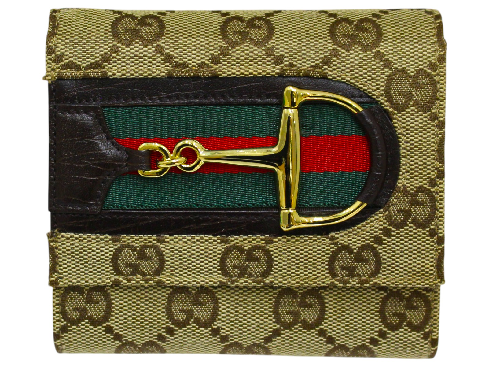 美品✨GUCCI グッチ 折り財布 GGスプリーム ホースビット 金具 PVC GUCCI グッチ 財布 レディース ブランド 二つ折り財布 ホース