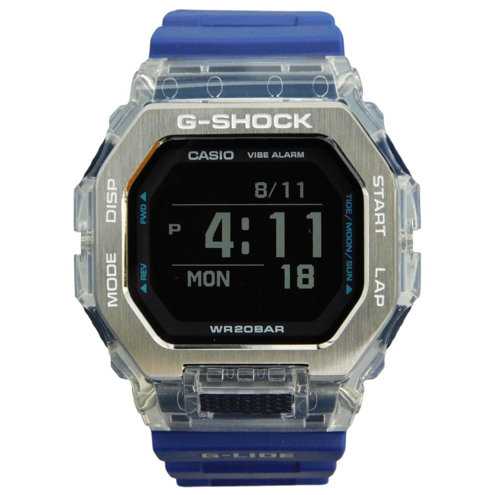 CASIO　カシオ　G-SHOCK　GBX-100S-2JF　クオーツ　20気圧防水　樹脂　スケルトン　デジタル　ブルー系　Bluetooth　モバイルリンク機能　メンズ　腕時計　ウォッチ　プレゼント包装　ギフト【中古】新居浜店
