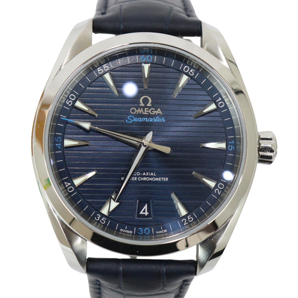 【内外箱・ギャラあり】OMEGA　オメガ　シーマスター　アクアテラ　220.13.41.21.03.001　自動巻き　パワーリザーブ　41mm　SS　ステンレス　クロノグラフ　ブルー　デイト　メンズ　腕時計　ウォッチ　シンプル　プレゼント包装　ギフト【中古】松前R56号店
