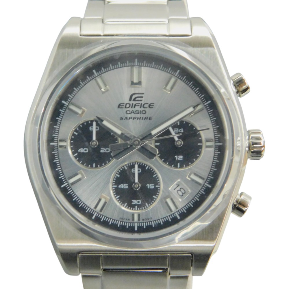 CASIO　カシオ　EDIFICE エディフィス　EFB-730DJ-7AJF　クオーツ　10気圧防水　ステンレススチール　サファイアガラス　アナログ　シルバー　日付表示　クロノグラフ　メンズ　腕時計　ウォッチ　プレゼント包装　ギフト【中古】新居浜店
