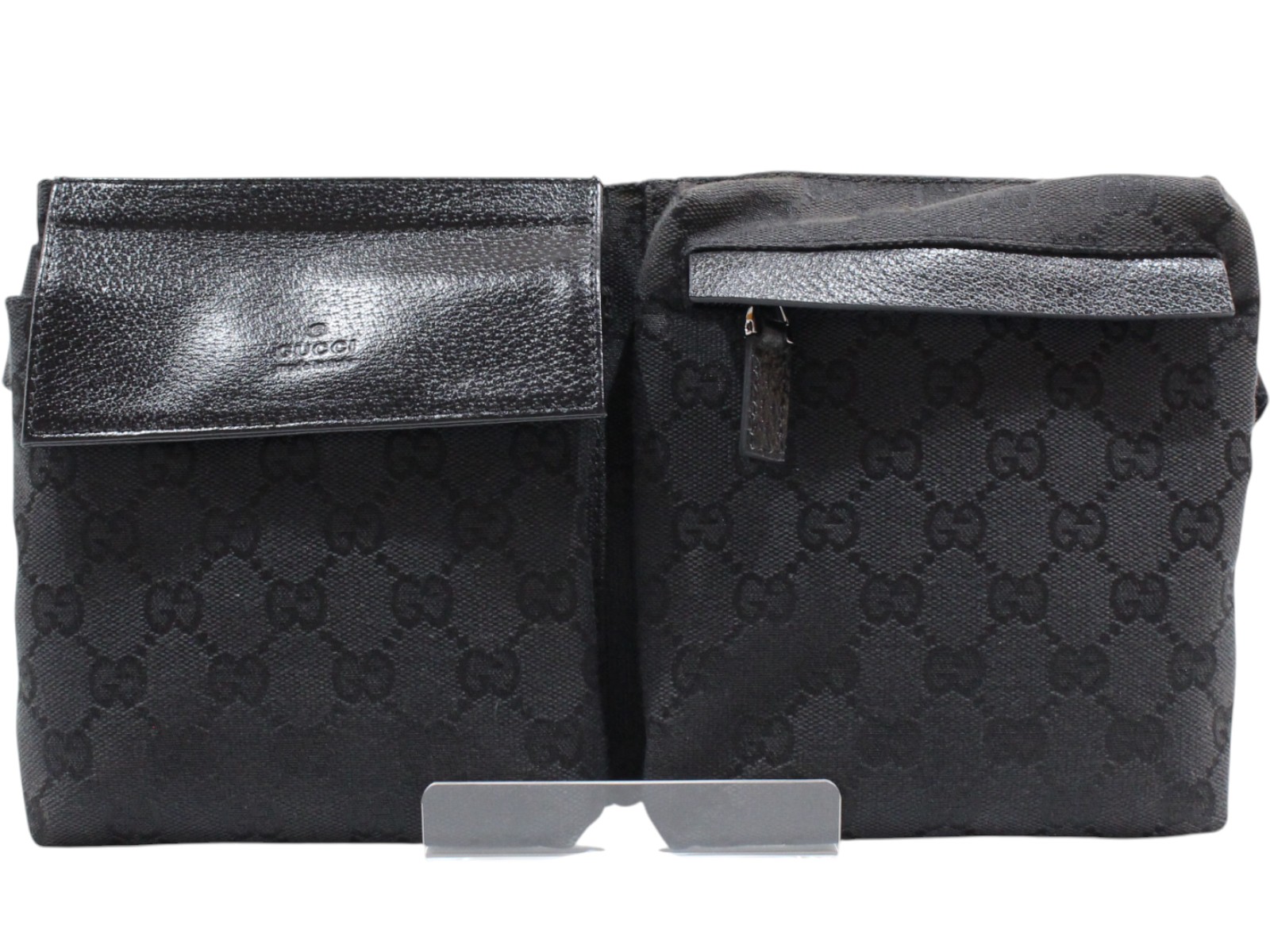 GUCCI グッチ ボディバッグ 28566 GGキャンバス レザー ブラック ショルダーバッグ メンズ シンプル カジュアル ギフト プレゼント包装可【中古】松山久万ノ台店