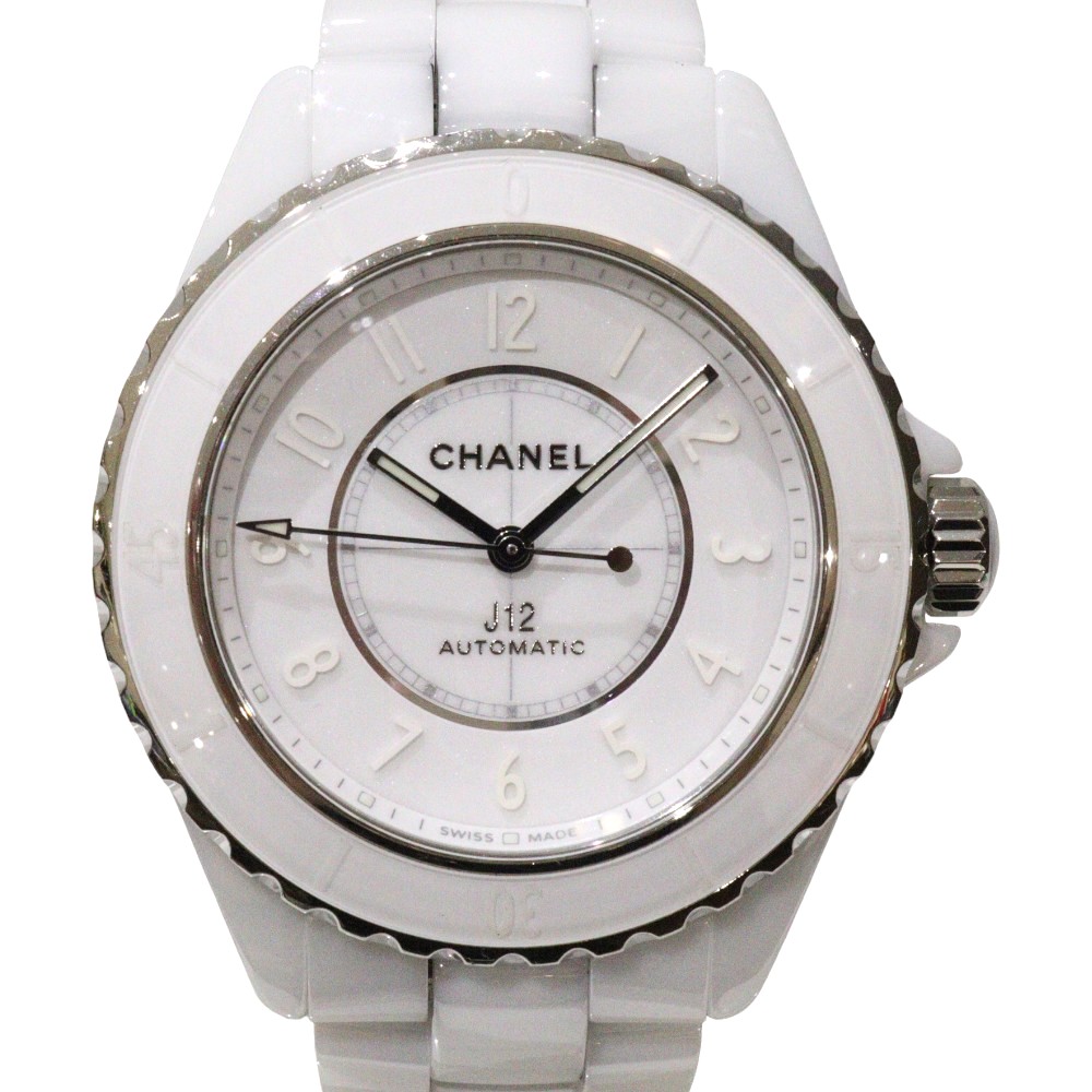 【内外箱・ギャラあり】CHANEL　シャネル　J12 ファントム　キャリバー12.2　H6186　38mm　自動巻き　パワーリザーブ　セラミック　ステンレス　ホワイト文字盤　200m防水　メンズ　シンプル　腕時計　ウォッチ　プレゼント包装　ギフト【中古】松前R56号店
