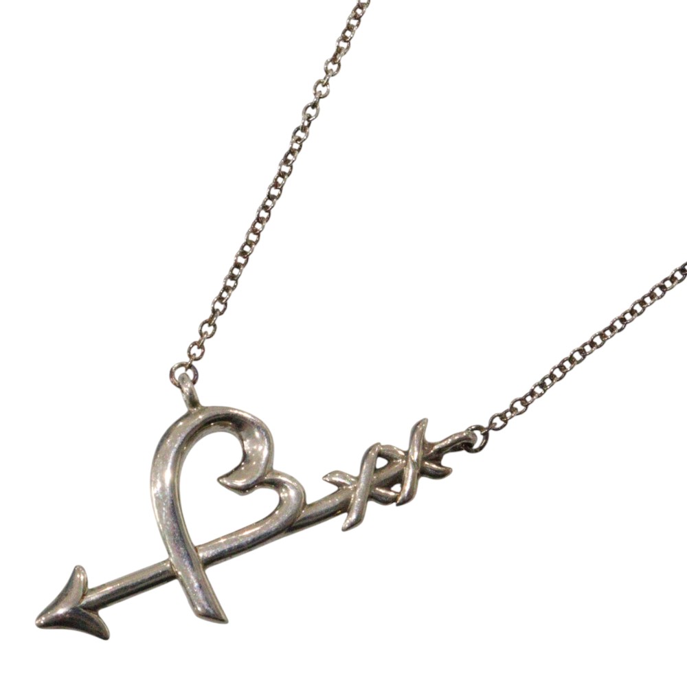 【箱・布袋あり】TIFFANY&Co.　ティファニー　ハート＆アローペンダントネックレス　SV925　約46cm　2.4g シルバー　ジュエリー　レディース　プレゼント包装可　ギフト【中古】松山朝生田店