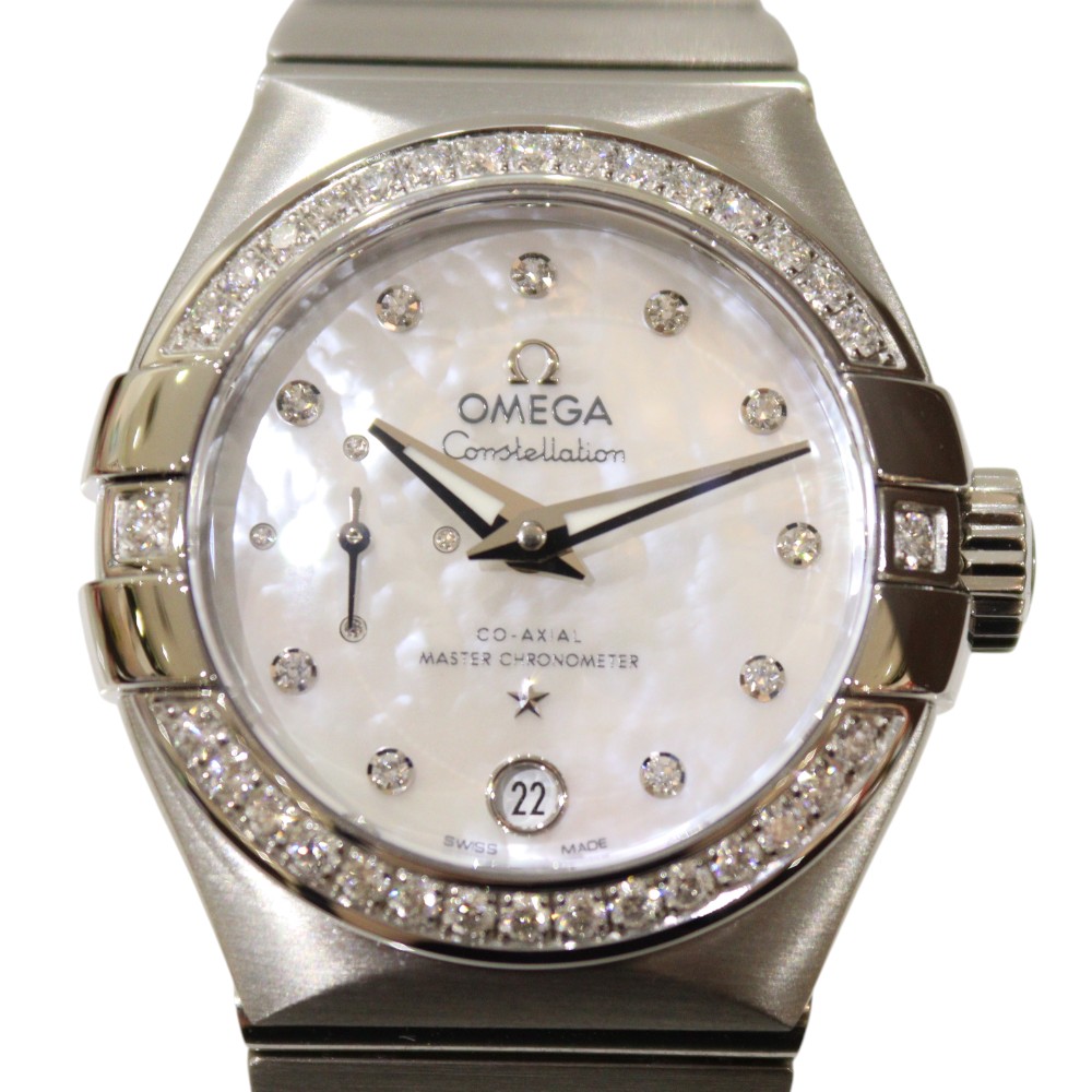 【内箱・ギャラあり】OMEGA　オメガ　コンステレーション　127.158.27.20.55.001　自動巻き　パワーリザーブ　デイト　スモールセコンド　SS　ダイヤモンド　ホワイトシェル　100m防水　レディース　腕時計　ウォッチ　プレゼント包装　ギフト【中古】松前R56号店｜かんてい局松前Ｒ５６号店