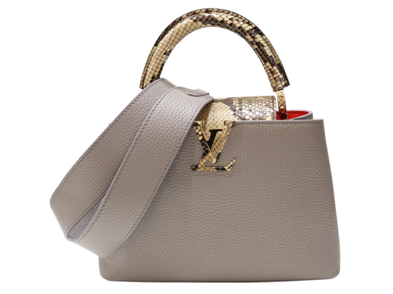 【ショルダーストラップあり】LOUIS VUITTON　ルイ・ヴィトン　カプシーヌBB　N82068　グレー　レザー　パイソン　2WAY　ハンドバッグ　ショルダーバッグ　メンズ　ギフト　プレゼント包装可【中古】松山朝生田店｜かんてい局松前Ｒ５６号店
