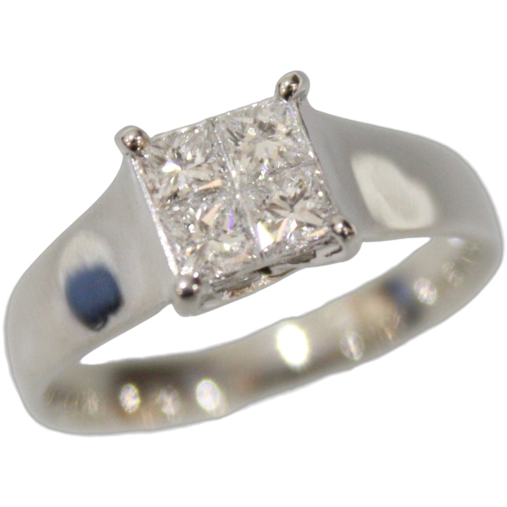 【ポリッシュ済】Pt900　プラチナ　リング　ダイヤモンド　0.50ct　10号　プリンセスカット　レディース　指輪　ジュエリー　プレゼント包装可　ギフト【中古】松前R56号店｜かんてい局松前Ｒ５６号店