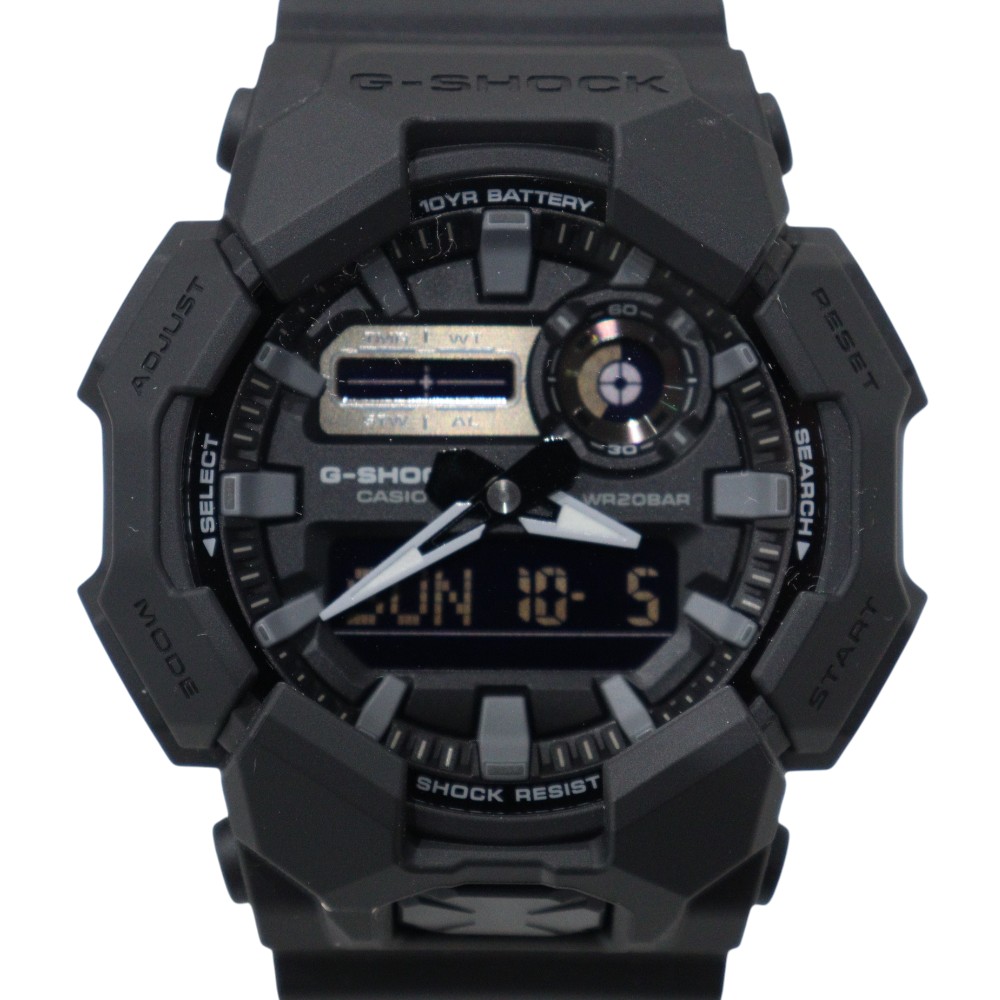 【箱・布袋・取説あり】CASIO カシオ G-SHOCK GA-010-1A1JF ジーショック 石英 黒いこと デジタル×アナログ 20空圧雨合羽 天然ゴム デイデイト 分かりやすい  メンズ 一般受け ウオッチ ご覧なさる 差し上げ物荷拵え 差し上げ物【中古】松山朝生田店