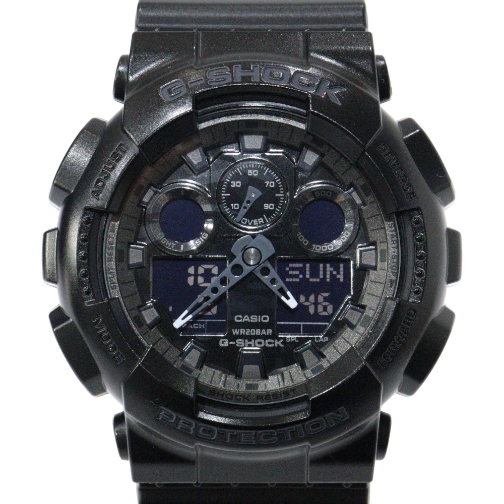 【内外箱・取説あり】CASIO カシオ G-SHOCK GA-100CF-1AJF ジーショック クオーツ グレー系文字盤 デジタル×アナログ 20気圧防水 ラバー デイデイト シンプル スポーティー メンズ 人気 腕時計 ウォッチ プレゼント包装 ギフト【中古】松山朝生田店