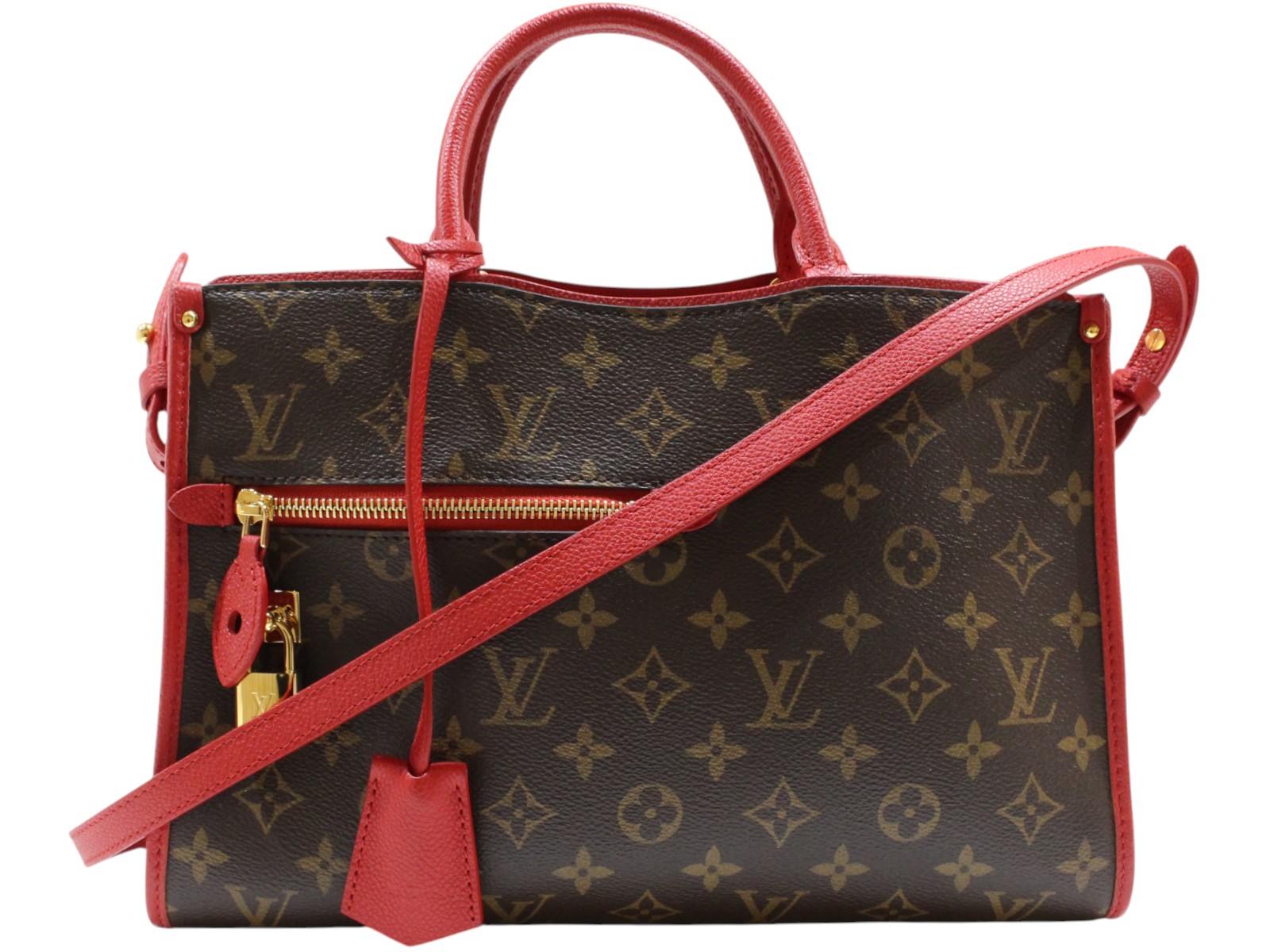 【箱・布袋あり】LOUIS VUITTON ルイ・ヴィトン ポパンクールPM M43433 モノグラム・キャンバス ブラウン×レッド 赤 2WAY ショルダーバッグ ハンドバッグ ウィメンズ レディース カジュアル ギフト プレゼント包装可【中古】松山久万ノ台店