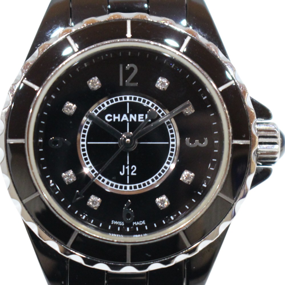 CHANEL　シャネル　J12　H2685　29MM　クオーツ　8P　ダイヤ　セラミック　ブラック　ウィメンズ　レディース　腕時計　ウォッチ　プレゼント包装　ギフト【中古】松山久万ノ台店