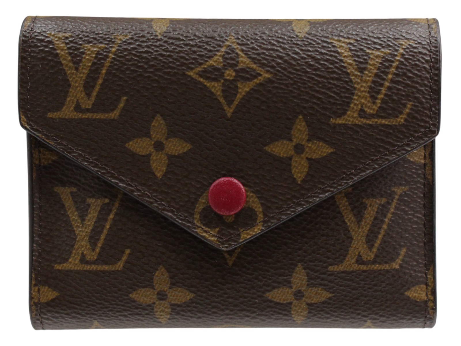 【箱・布袋あり】LOUIS VUITTON　ルイ・ヴィトン　ポルトフォイユ・ヴィクトリーヌ　M41938　フューシャ　ブラウン　モノグラムキャンバス　折り財布　ウォレット　レディース　ギフト　プレゼント包装可【中古】松山久万ノ台店｜かんてい局松前Ｒ５６号店