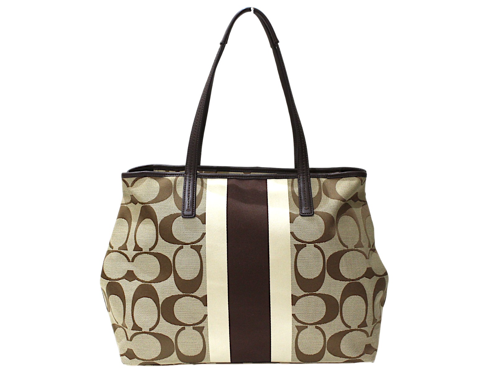COACH　コーチ　トートバッグ　10054　ハンドバッグ　ワンショルダーバッグ　シグネチャー　キャンバス　ブラウン系　ベージュ系　レディース　大容量　ビジネス　定番　人気　ギフト　プレゼント包装可【中古】松前R56号店