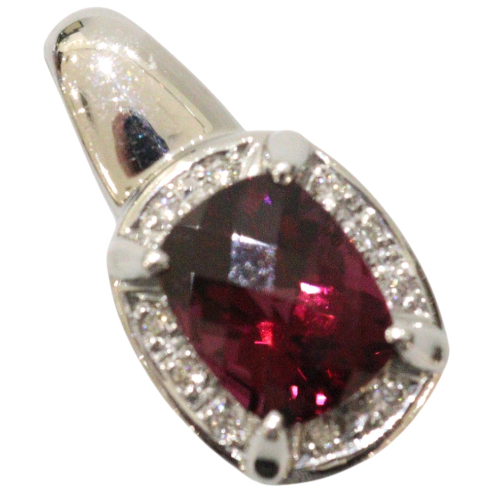 Pt1000　プラチナ　ペンダントトップ　ネックレストップ　ピンクトルマリン　2.88ct　ダイヤモンド　0.10ct　3.1g　シンプル　綺麗　レディース　ジュエリー　プレゼント包装可【中古】松前R56号店