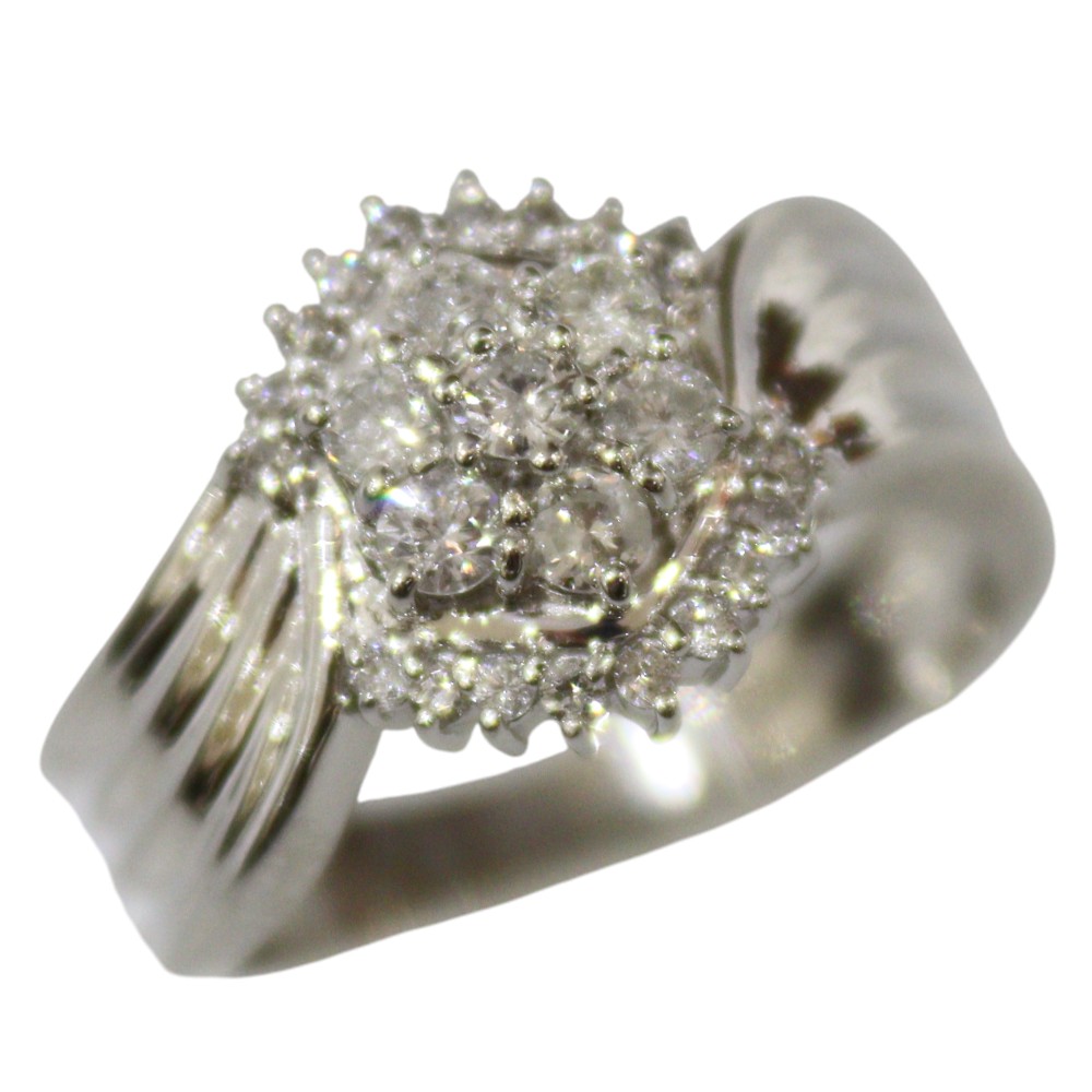 【ポリッシュ済み】Pt900　プラチナ　メレダイヤリング　メレダイヤモンドD0.54ct　7.2ｇ　13号　豪華　レディース　ウィメンズ　アクセサリー　指輪　セレクトジュエリー　プレゼント包装可　ギフト【中古】松前R56号店