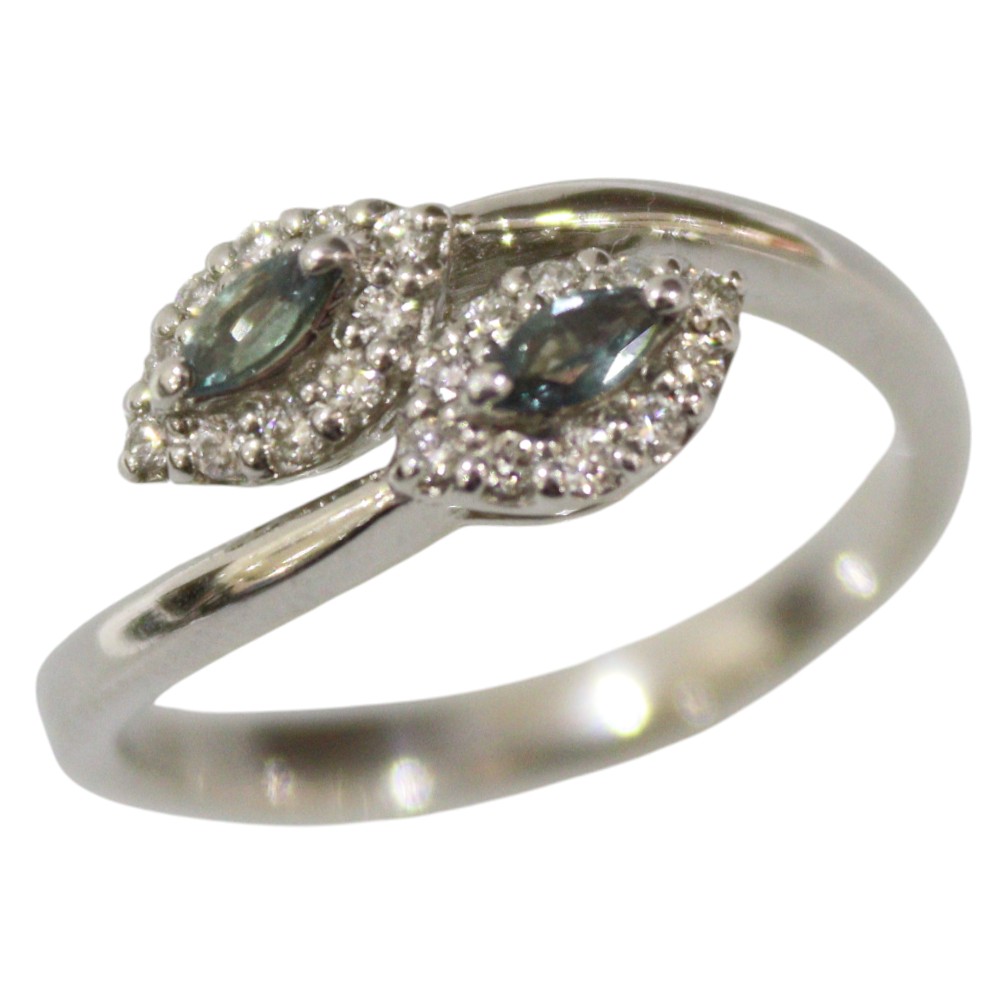 Pt900　プラチナ　デザインリング　メレダイヤモンド　0.13ct　アレキサンドライト　0.14ct　4.6ｇ　10号　人気　華奢　上品　豪華　レディース　ウィメンズ　アクセサリー　指輪　セレクトジュエリー　プレゼント包装可　ギフト【中古】松前R56号店｜かんてい局松前Ｒ５６号店