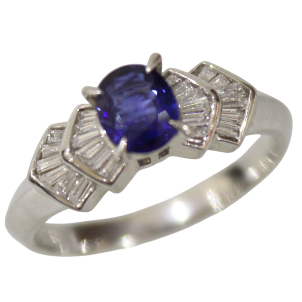 Pt900　プラチナ　デザインリング　メレダイヤモンド　0.20ct　サファイア　0.62ct　4.6ｇ　11号　華奢　上品　レディース　ウィメンズ　アクセサリー　指輪　セレクトジュエリー　プレゼント包装可　ギフト【中古】松前R56号店