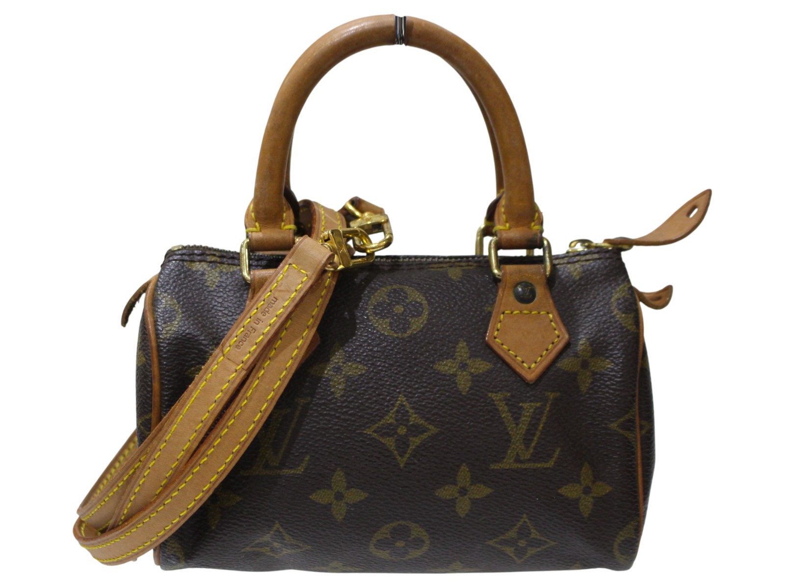 【ストラップあり】LOUIS VUITTON ルイ・ヴィトン ミニ・スピーディ M41534 2WAYハンドバック ショルダーバッグ 曲がった掛け モノグラム 赤銅色系 小さめ LV レディース ウィメンズ 一般受け 分かりやすい 差し上げ物 差し上げ物荷拵え可【中古】松前R56号店